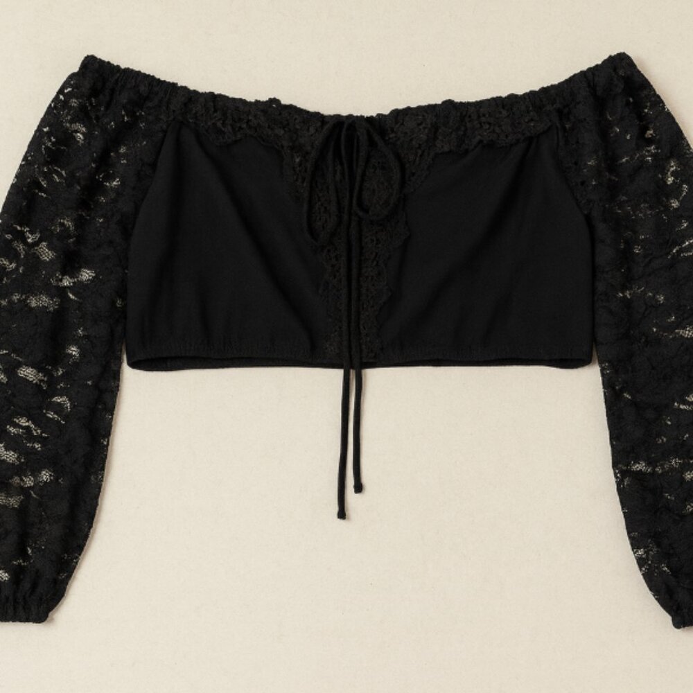 Chic Black Lace Off-Shoulder Blouse